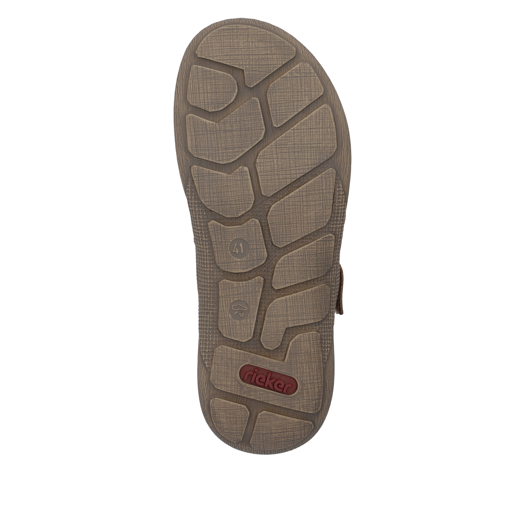 Braune Rieker Herren Pantoletten 22087-24 mit einem Klettverschluss. Schuh Laufsohle.