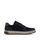 Baskets basses Rieker bleues pour homme 37029-14 avec détails marrons. Chaussure vue de l'arrière.