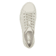 Beige Rieker Damen Sneaker Low L9800-80 in Löcheroptik mit einer Schnürung. Schuh von oben.