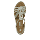 Grüne Rieker Keilsandaletten 619B2-52 mit Schmuckelementen sowie einem Gummizug. Schuh von oben.