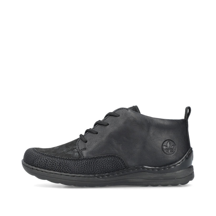 Champagnerfarbene Rieker Damen Slipper 487C0-60 mit einem Klettverschluss. Schuh Außenseite gespiegelt.