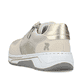 Beige Rieker Damen Sneaker Low 53101-60 mit Reißverschluss sowie Extraweite H. Schuh von hinten.