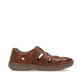 Braune Rieker Herren Slipper 03578-24 mit Klettverschluss sowie der Extraweite H. Schuh Innenseite.