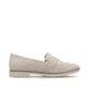 Beige Rieker Damen Loafer 45300-62 mit Gummizug sowie schmaler Passform E 1/2. Schuh Innenseite.