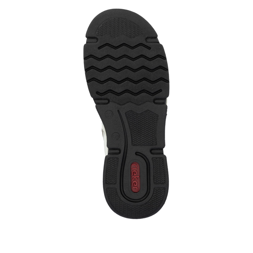 Weißschwarze Rieker Damen Schnürstiefel 45904-60 mit einem Reißverschluss. Schuh Laufsohle.