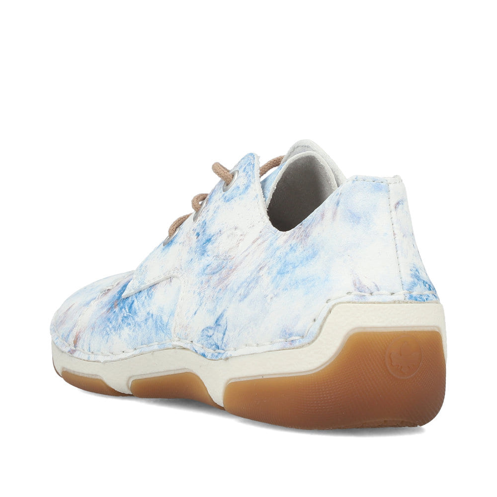 Mehrfarbige Rieker Damen Schnürschuhe 55920-90 mit modernen Ziernähten. Schuh von hinten.
