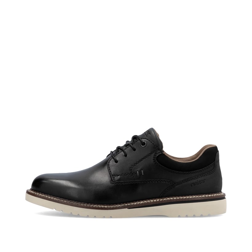 Schwarze Rieker Herren Schnürschuhe 04501-00 mit modernen Ziernähten. Schuh Außenseite.
