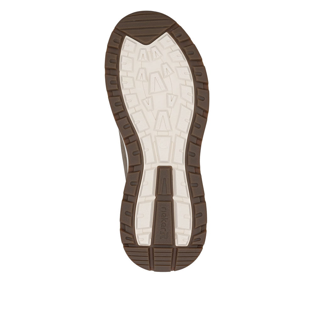 Beige Rieker Herren Slipper 06150-64 mit einem Gummizug sowie einem Gel-Fußbett. Schuh Laufsohle.