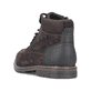 Dunkelbraune Rieker Herren Schnürstiefel 13744-26 aus Rauleder. Schuh von hinten.