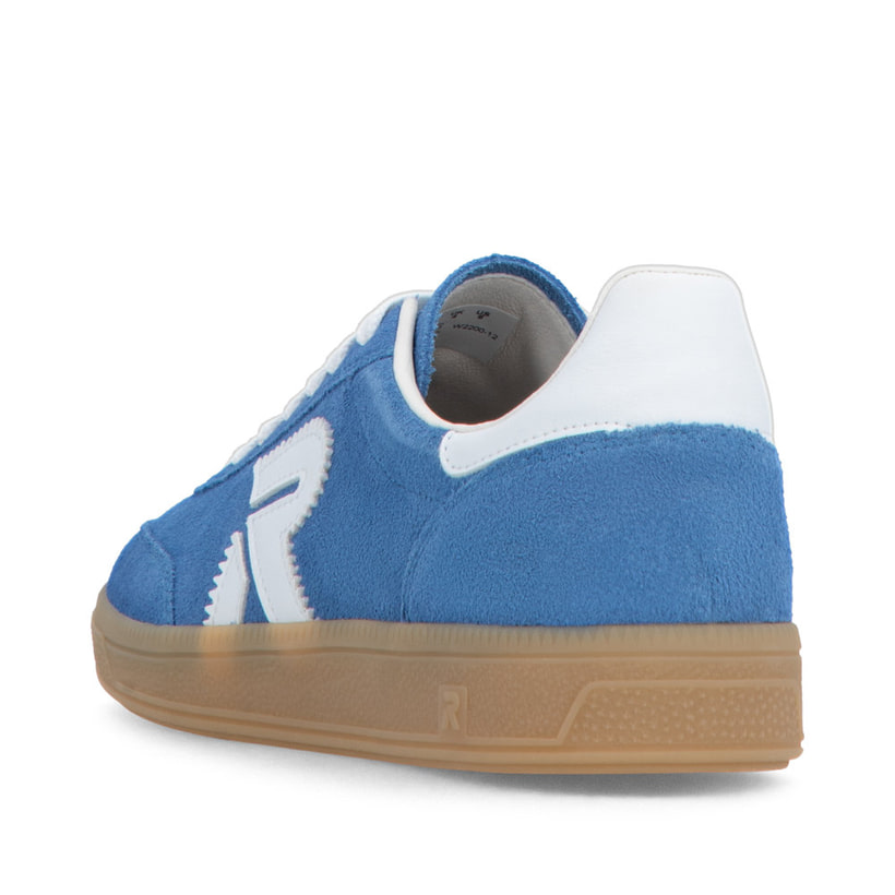 Baskets basses Rieker bleues pour homme U2200-12 avec lacets. Chaussure vue de l'arrière.