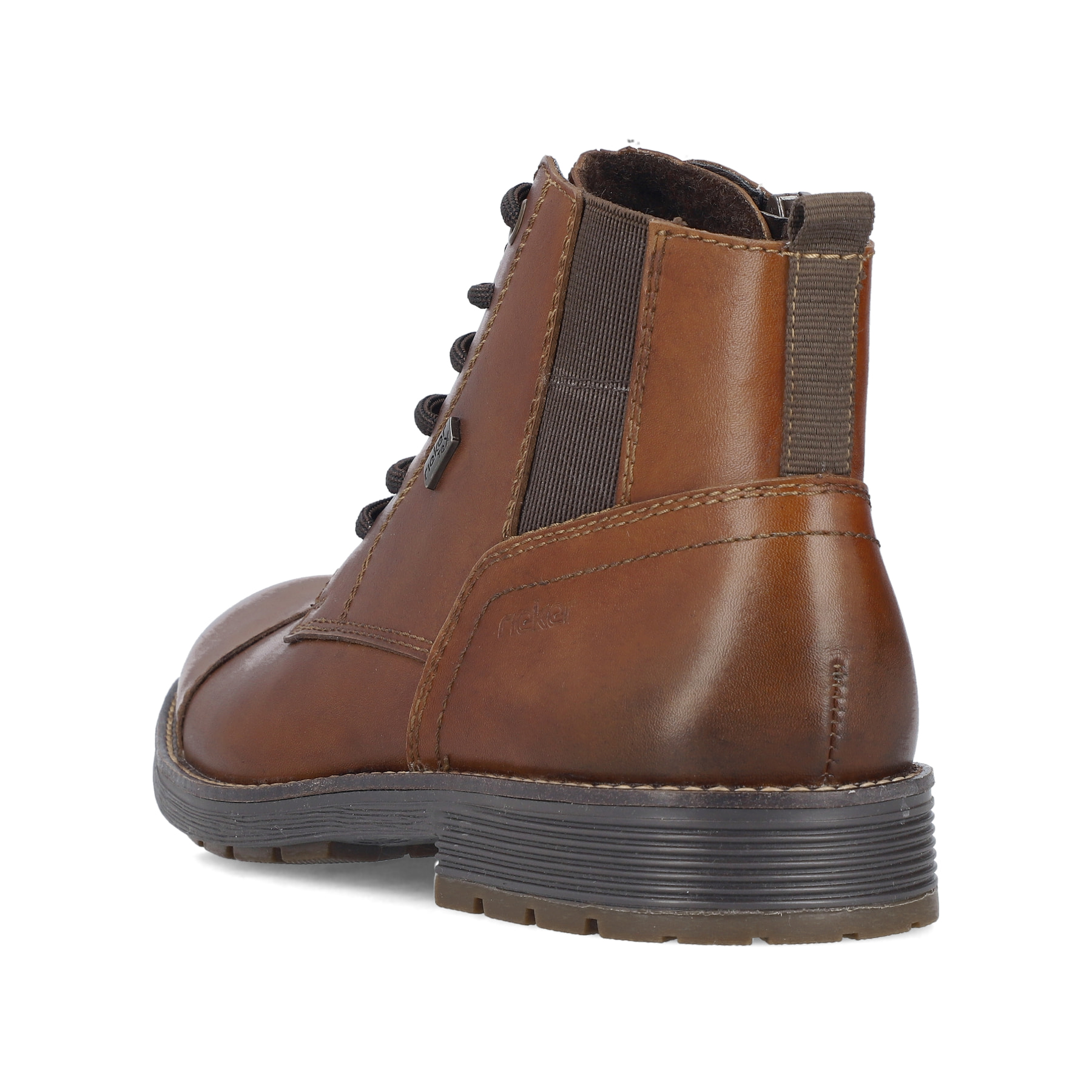 Braune Rieker Herren Schnürstiefel F4512-24 aus Glattleder. Schuh von hinten.