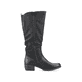 Tiefschwarze Rieker Damen Hochschaftstiefel 93157-00 mit einer robusten Profilsohle. Schuh Innenseite