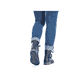 
Tiefschwarze Rieker Damen Biker Boots 71208-00 mit Schnürung und Reißverschluss. Schuh am Fuß