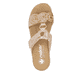 Goldene Rieker Damen Pantoletten V0200-90 mit einem Klettverschluss. Schuh von oben.