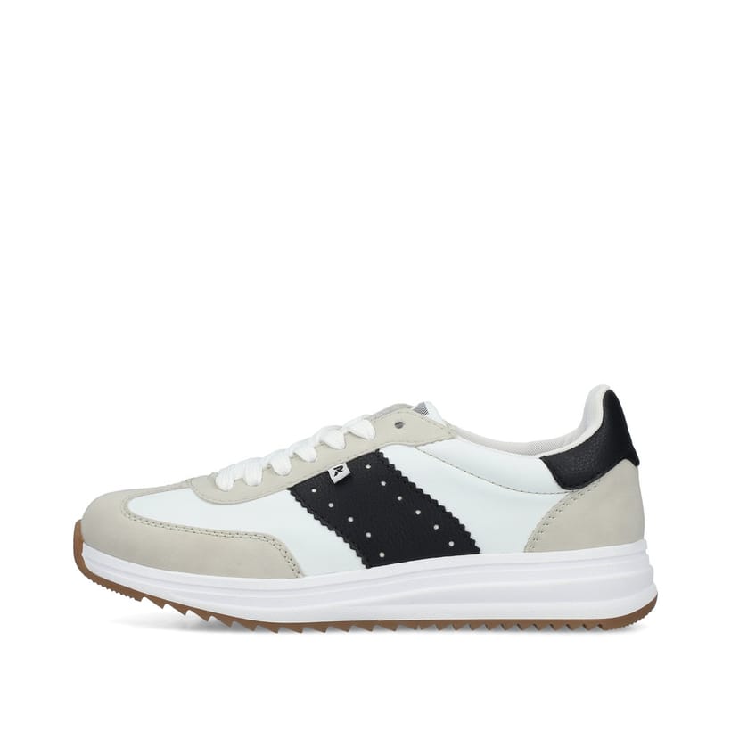 Graue Rieker Damen Sneaker Low L5802-40 mit Schnürung sowie der Extraweite H. Schuh Außenseite.