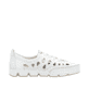 Weiße Rieker Damen Slipper 49956-80, Barfußschuhe mit einem Gummizug. Schuh Innenseite.