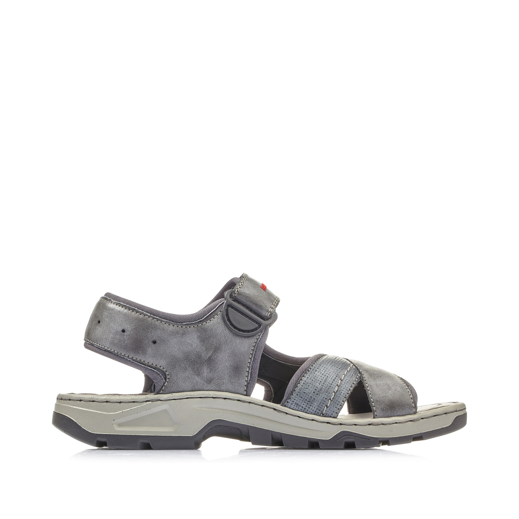 Graue Rieker Herren Trekkingsandalen 26154-14 mit einem Klettverschluss. Schuh Innenseite.