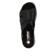 Schwarze Rieker Damen Pantoletten V7989-00 mit einem Gummizug. Schuh von oben.