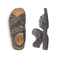 Schwarze Rieker Herren Trekkingsandalen 25051-01 mit einem Klettverschluss. Schuh von oben, liegend.
