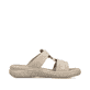 Beige Rieker Damen Pantoletten 60481-62 mit einem Klettverschluss. Schuh Innenseite.