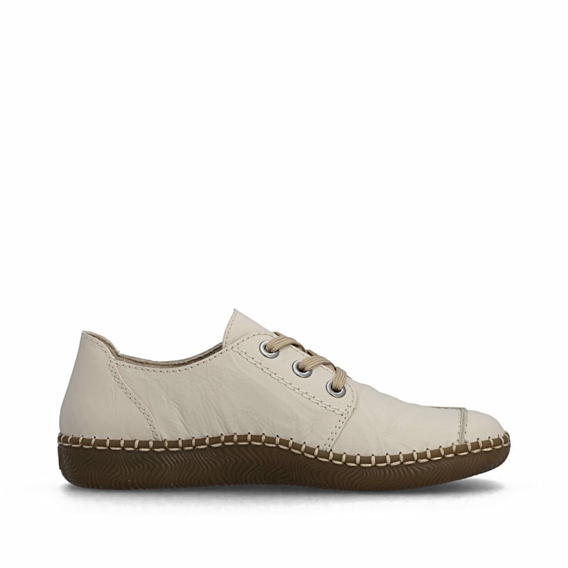 Beige Rieker Damen Schnürschuhe N2402-60 aus Glattleder. Schuh Innenseite.