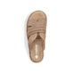 Beige Rieker Damen Pantoletten 61589-62 mit modischen Flechtelementen. Schuh von oben.