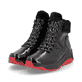 Schwarze Rieker Damen Schnürstiefel W0063-01 mit wasserabweisender TEX-Membran. Schuhpaar seitlich schräg.