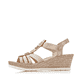 Rosane Rieker Keilsandaletten 619B2-31 mit Schmuckelementen sowie einem Gummizug. Schuh Außenseite.