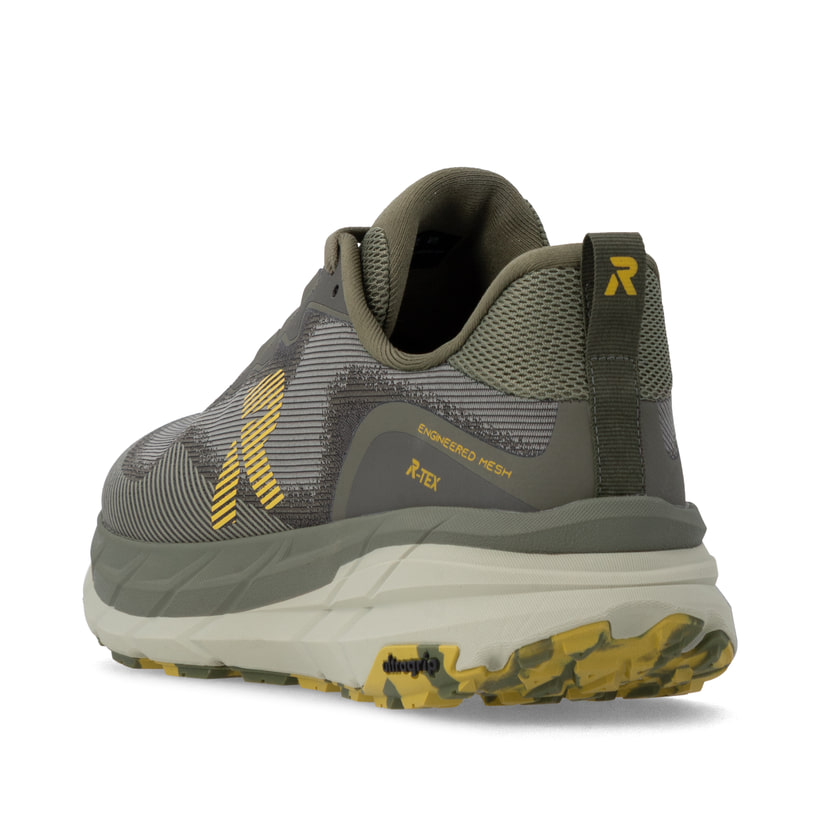 Grüne Rieker Sport Herren Sneaker Low U4500-54. Schuh von hinten.