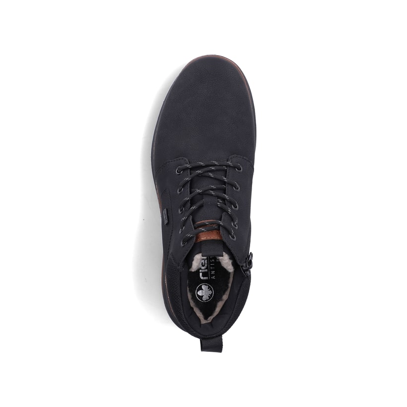 Schwarze Rieker Herren Sneaker High B5530-00 mit wasserabweisender TEX-Membran. Schuh von oben.