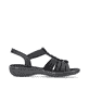 Schwarze Rieker Damen Riemchensandalen 60809-00 mit einem Gummizug. Schuh Innenseite.