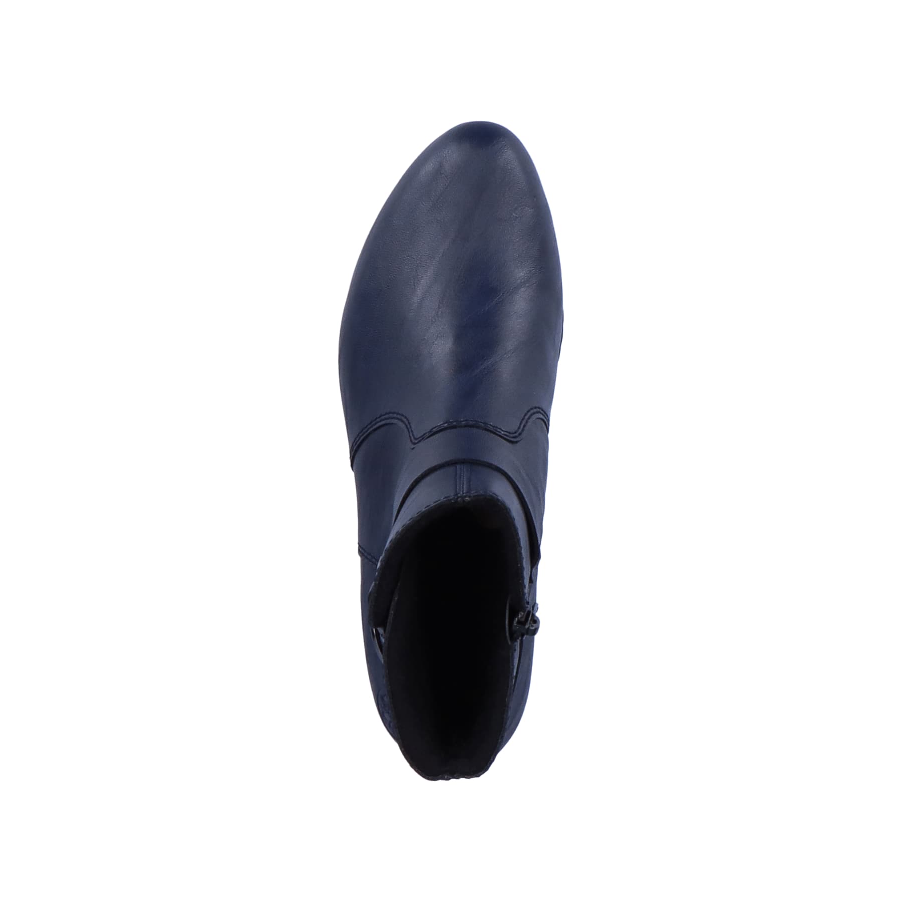Schieferblaue Rieker Damen Stiefeletten Y0775-14 mit Reißverschluss sowie Blockabsatz. Schuh Laufsohle