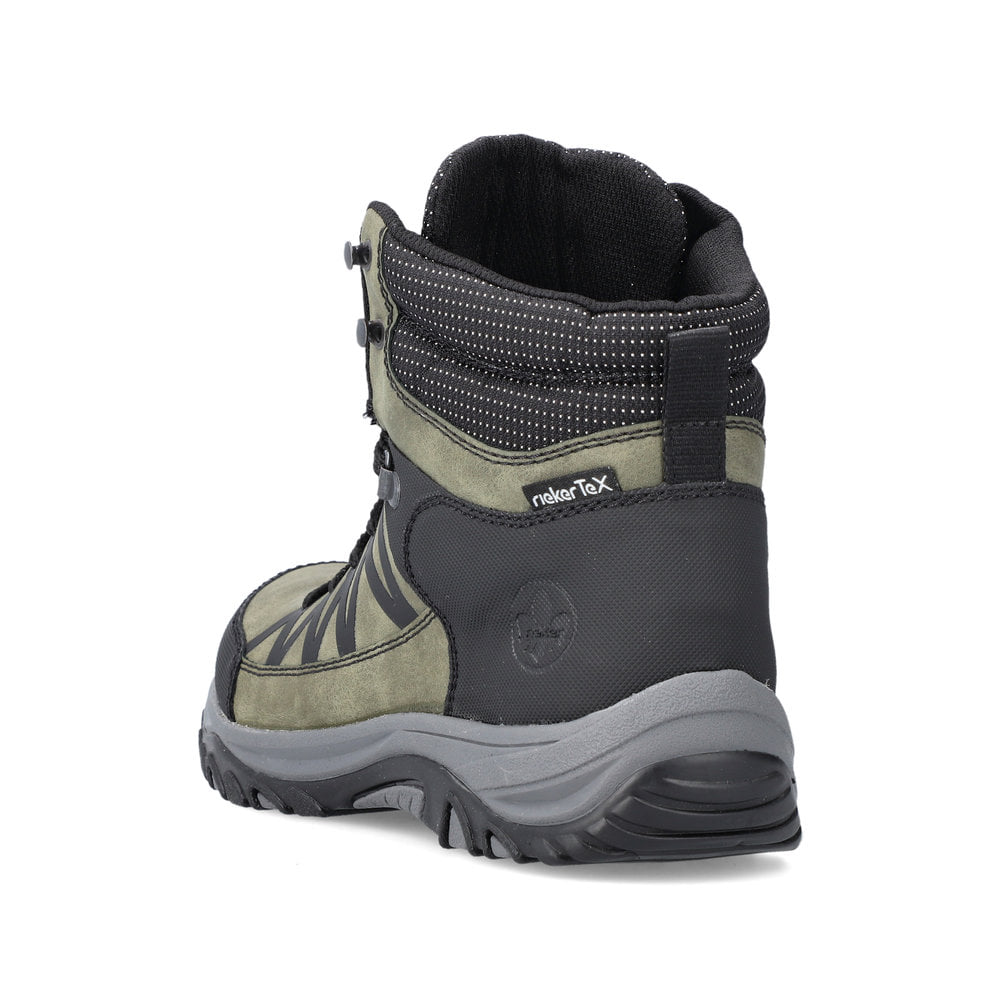 Schieferblaue Rieker Damen Schnürschuhe M9601-14 mit Schnürung sowie einer Profilsohle. Schuh Innenseite