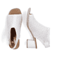 Weiße Rieker Riemchensandaletten 64772-80 mit einem Klettverschluss. Schuh von oben, liegend.