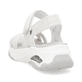Beige vegane Rieker Damen Trekkingsandalen W3152-60 mit einem Klettverschluss. Schuh von hinten.