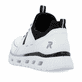 Weiße vegane Rieker Damen Sneaker Low M6062-80 mit einem Gummizug. Schuh von hinten.