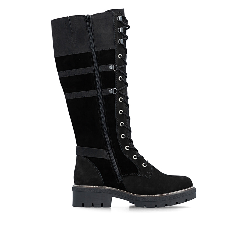 Schwarze Rieker Damen Hochschaftstiefel Y8101-00 aus Rauleder. Schuh Innenseite.
