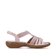 Pastellrosane Rieker Damen Riemchensandalen 60801-30 mit einem Elastikeinsatz. Schuh Innenseite.