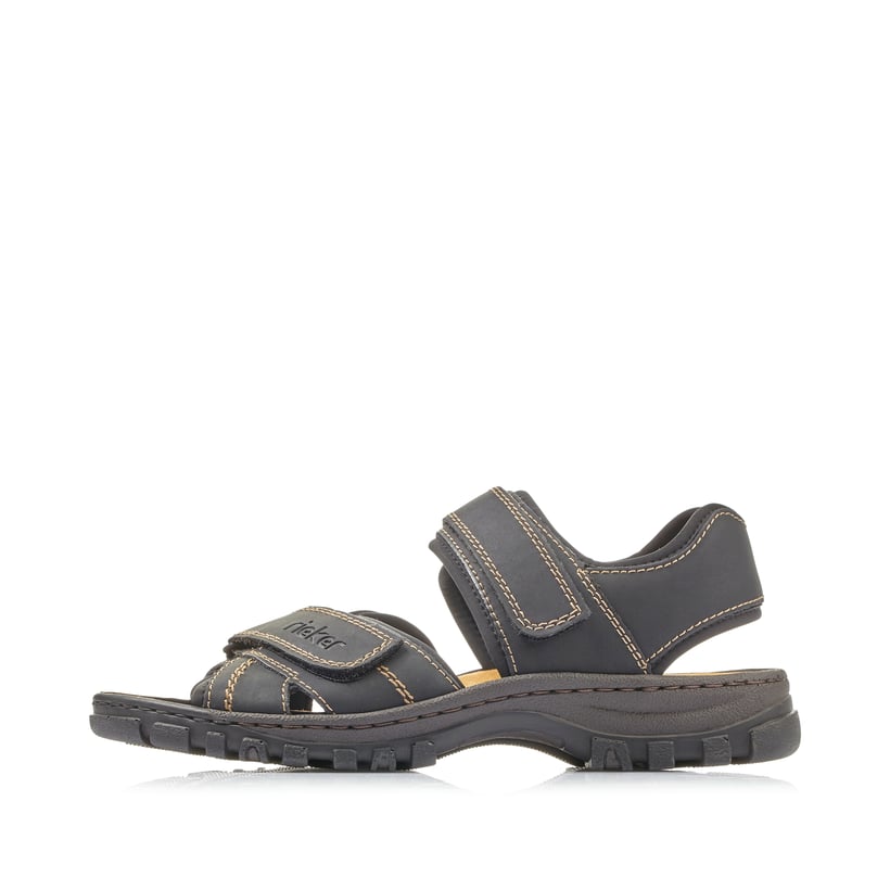 Schwarze Rieker Herren Trekkingsandalen 25051-01 mit einem Klettverschluss. Schuh Außenseite.