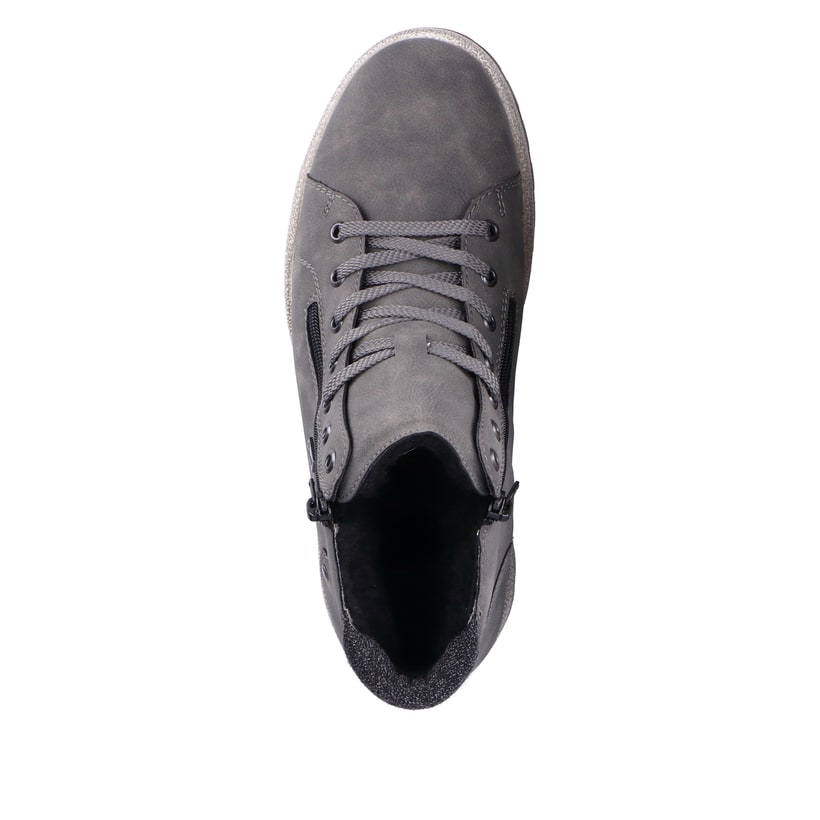Mondgraue Rieker Herren Schnürstiefel 30721-45 mit Schnürung und Reißverschluss. Schuh von oben
