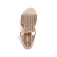 Beige Rieker Riemchensandaletten 64962-60 mit Gummizug sowie leichter Sohle. Schuh von oben.