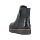 Urbanschwarze Rieker Damen Kurzstiefel 44950-00 mit einem Reißverschluss. Schuh von hinten.