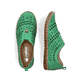 Grüne Rieker Damen Slipper M2852-52, Barfußschuhe mit einem Gummizug. Schuh von oben, liegend.