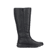 Nachtschwarze Rieker Damen Hochschaftstiefel Z0090-00 mit einem Reißverschluss. Schuh von hinten.