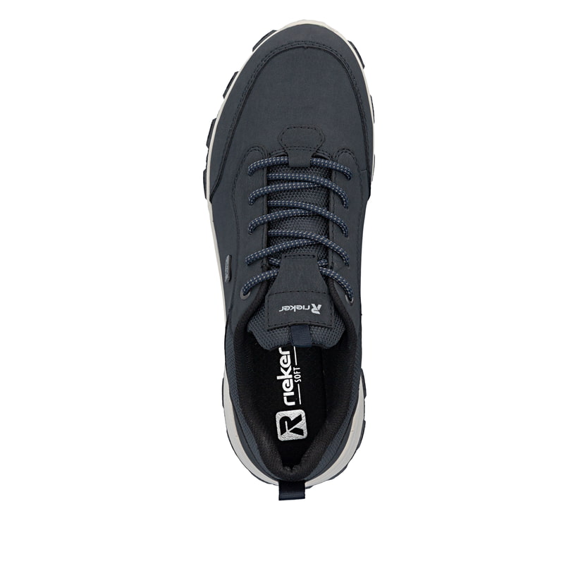 Dunkelblaue Rieker Herren Schnürschuhe 35503-15 mit der Komfortweite G. Schuh von oben.
