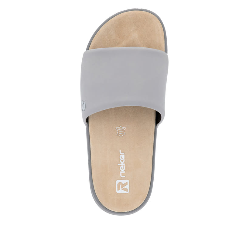 Graue Rieker Herren Pantoletten U3250-40 mit ultraleichter und dämpfender Sohle. Schuh von oben.