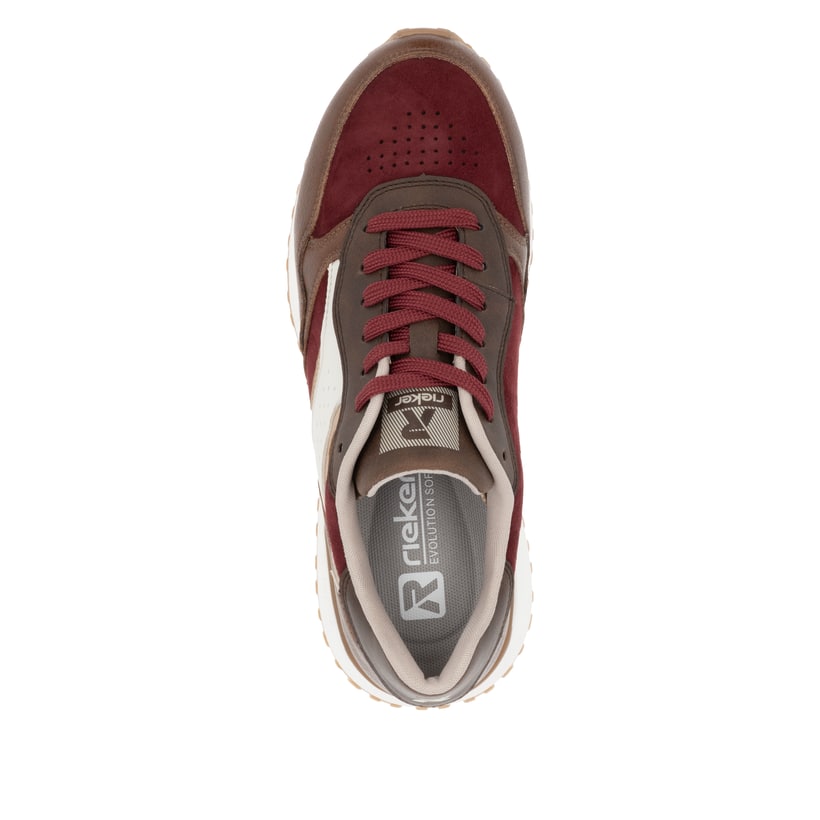 Baskets basses Rieker marron pour femme W0607-35 avec semelle adhérente. Chaussure vue de dessus.