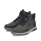 Dunkelgrün-schwarze Rieker Herren Schnürstiefel B9310-54 aus Rauleder. Schuhpaar seitlich schräg.
