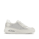 Silberne Rieker Damen Sneaker Low N6402-40 mit Rieker Air Sohlenfenster. Schuh Innenseite.