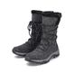 Graue Rieker Damen Schnürstiefel M9684-45 mit wasserabweisender TEX-Membran. Schuhpaar seitlich schräg.